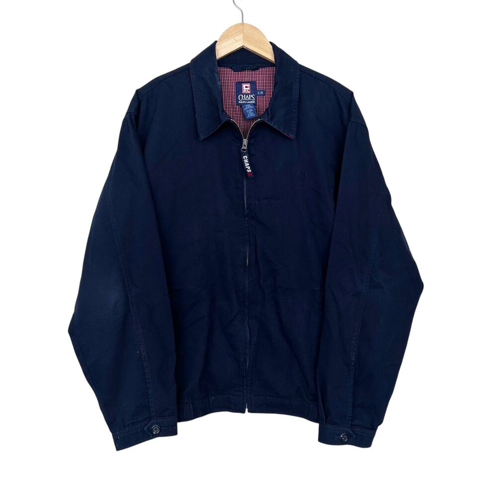 Chaps Ralph Lauren Navy Blue Bomber Jacket Sz L - Gem